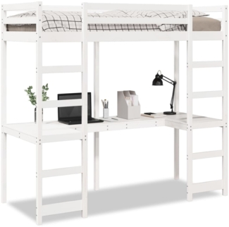 vidaXL Hochbett ohne Matratze Weiß 80x200 cm Massivholz Kiefer 3308569