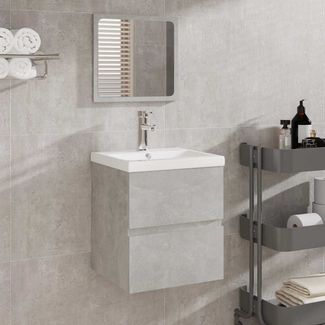 vidaXL Badschrank mit Spiegel Betongrau Holzwerkstoff 804867
