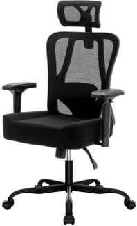 SeedWave Bürostuhl Ergonomischer Office Chair mit dickes Sitzkissen, Bürostuhl 200kg, mit 4D-Armlehnen, Verstellbare Kopfstütze und Lendenstütze