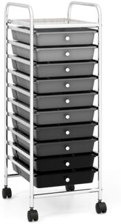 Rollwagen mit 10 Stapelbaren Schubladen Rollcontainer Badrollwagen Badtrolley Badregal