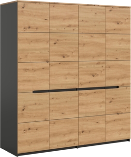 Kleiderschrank 4-türig B/H/T: 180x198x59 cm in Basalt grau Nachbildung und Artisan Nachbildung