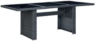 vidaXL Gartentisch Dunkelgrau Poly Rattan und Hartglas 313309