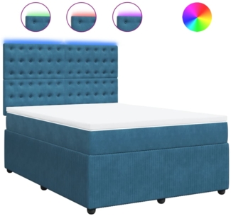 vidaXL Boxspringbett mit Matratze Blau 140x190 cm Samt 3294650