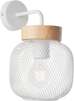 Brilliant Wandleuchte Giada Wandlampe, 26,5 cm, 1x E27, Metall/Holz, weiß/braun