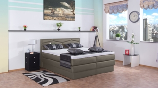 Meisterbetten Boxspringbett Fabi 140x220 in KL-Sahara, Matratzenbezug Nano, Ergoflex-Topper