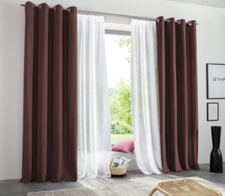 my home Vorhang Raja, Ösen (2 St), blickdicht, Polyester, 2er-Set, Bestseller, einfarbig, modern, pflegeleichte Mikrofaser