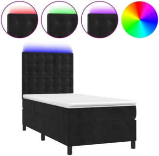 vidaXL Boxspringbett mit Matratze & LED Schwarz 80x200 cm Samt 3136331