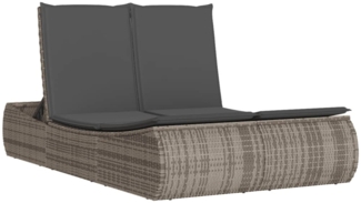 vidaXL Doppel-Sonnenliege mit Kissen Grau Poly Rattan 368092