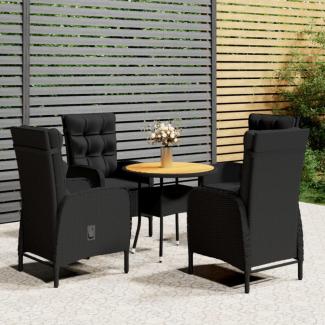 vidaXL 5-tlg. Garten-Bistro-Set Poly Rattan Schwarz 3058553