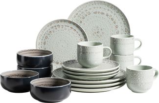 Mäser 931744 Kombiservice Spicy Market für 4 Personen, Steingut, grün (1 Set, 16-teilig)