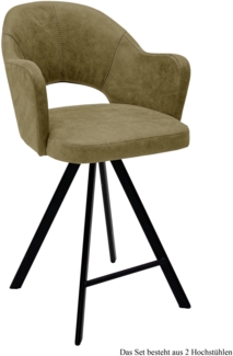 Thekenstuhl (2er-Set) Delinda 59x104x61 Schwarz/Olivgrün