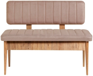 Dmora Bank Barthelemy, Mehrzweckbank, Gastplatz, Balkonbank mit mehreren Positionen, 110x46 h85 cm, Eiche und Zement