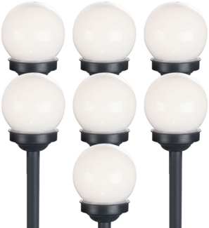 7er Set LED Solarkugel weiß, Erdspieß, DxH 10x38 cm