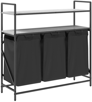 vidaXL Wäschekorb 3 Fächer mit Ablagen Grau Sonoma 859083