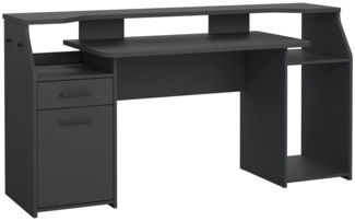 Dmora Schreibtisch Zennithor, Arbeitstisch mit 1 Tür und 1 Schublade, ideal für Büro und Gaming, 171x62 h89 cm, Grau