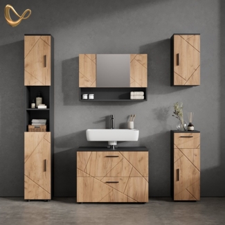 Livinity® Hängeschrank Ronco, Goldkraft Eiche/Anthrazit/Anthrazit, 30 x 59 cm