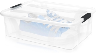 BigDean Aufbewahrungsbox mit Deckel transparent - 7L + Clipverschluss - Stapelbox Ordnungsbox Clipbox Lagerbox Box mit Deckel Storage Boxes - Klarsichtbox mit Deckel – stapelbar durchsichtig