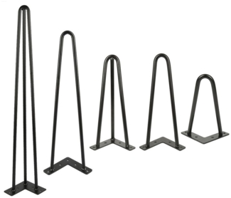 JEOBEST Tischbein 4er Set Haarnadel Tischbeine Metall, DIY Möbelfüße, Hairpin Legs, (2 Streben) mit Bodenschoner und Schrauben Verfügbar, Größenwahl