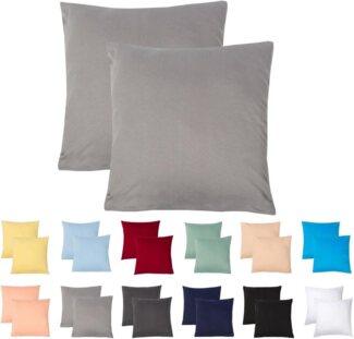 Livessa 2er Set Kissenbezug 60x60 aus%100 Baumwolle Jersey Stoff - Verdeckter Reißverschluss, Kopfkissenbezug 60x60 cm, Kissenhülle, Ultra weich und atmungsaktiv, Oeko-Tex Zertifiziert