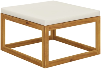 vidaXL Fußhocker mit Cremeweißem Polster Akazie Massivholz 311865