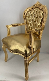 Casa Padrino Esszimmerstuhl Barock Esszimmerstuhl mit Armlehnen Gold / Gold - Handgefertigt