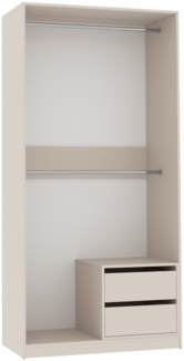 Marmex Möbel TRES SET 12C Kleiderschrank mit Schubladen ohne Türen, modularer Einbauschrank, laminierte Spanplatte, graubeige cashmere, 100x206x51 cm