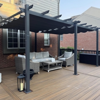 PURPLE LEAF Pergola Aluminium 3.65x5.5m Wasserdicht Partyzelt Grau