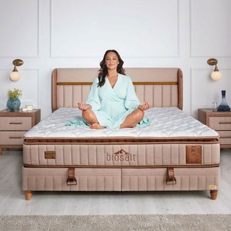 Bambi Boxspringbett Stauraumbett inkl. Matratze Boxspringbett 180x200 - 90x200 Biosalt (Boxspringbett 180x200 cm, 2 Bettkästen + Kopfteil + Matratze), USB und LED
