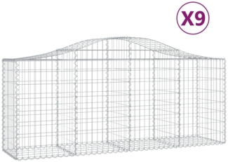 vidaXL Gabionen mit Hochbogen 9 Stk. 200x50x80/100 cm Verzinktes Eisen 3145626