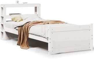 vidaXL Bettgestell mit Kopfteil ohne Matratze Weiß 75x190 cm 3306006