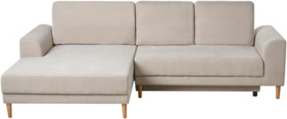 Eckschlafsofa 3-Sitzer NUBORG Chenillegewebe Beige rechtsseitig