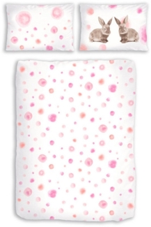 DOBNIG Babybettwäsche Baby Fein Biber Bettwäsche mit Hase 100x135 + 40x60 cm