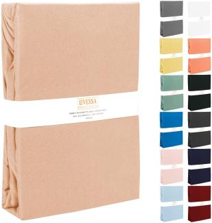 Livessa Spannbettlaken 180x200 cm aus Baumwolle Single-Jersey Stoff 140 g/m², Spannbetttuch/Bettlaken mit 30cm Matratzenhöhe, Ultra weich und atmungsaktiv