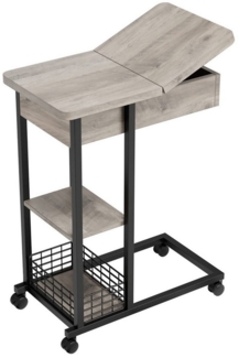 GarveeMore Beistelltisch Beistelltisch C Form, Nachttisch mit Rollen Sofatisch 75x60x35cm