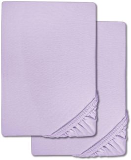 Spannbettlaken Microfaser Interlock-Jersey flieder 90 x 190 - 100 x 200 cm Doppelpack