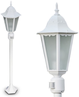 hofstein Außen-Stehlampe »Fabiano« Außenleuchte mit Bewegungsmelder, Aluguss in Weiß, ohne Leuchtmittel, mit Milchglas-Scheiben, Wegeleuchte 122cm, E27, IP44