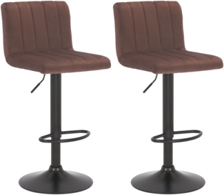 CLP 2er Set Barhocker Jamie Samt höhenverstellbar und 360 Grad drehbar,braun