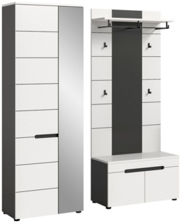 xonox. home Garderoben-Set, (3tlg. Set inkl. Garderobenschrank, Sitzbank, Paneel), Basalt grau Nachbildung Melamin beschichtet modern 160x190x37 cm