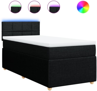 vidaXL Boxspringbett mit Matratze Schwarz 80x200 cm Stoff 3289585