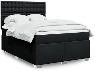 vidaXL Boxspringbett mit Matratze Schwarz 160x200 cm Stoff 3292855