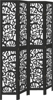 vidaXL 4-tlg. Paravent Schwarz Massivholz Paulownia 358756