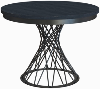 MEBLINI Esstisch Rund Ausziehbar aus Metall - 100-138x77 cm - LUCO - Schwarz Matt - Loft - Esszimmertisch Modern - Küchentisch - Ausziehtisch - Round Dining Table - Esszimmertische