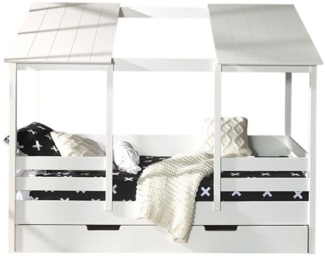 Hausbett Katelynn 214x105x174 Kinderbett MDF+Massivholz Weiß