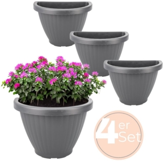 GarPet Blumentopf 4x Blumentopf Wand Blumen Topf Vase Pflanzen Halterung 30 Grau