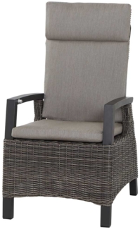 Gartensessel Corido, Rattan, Grau, Schwarz, 61 x 109 x 62 cm