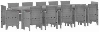 vidaXL Garten Essgruppe mit Kissen 13 pcs Hellgrau Poly Rattan 3378629