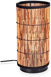 hofstein Tischleuchte moderne Tischlampe aus Metall/Rattan in Schwarz/Natur, ohne Leuchtmittel, Lampe skandinavischen Design, Höhe 35 cm, 1 x E27, ohne Leuchtmittel