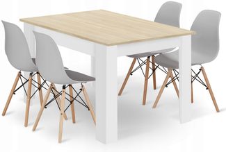 Valora Rechteckige Tischgarnitur Sonoma Eiche Grau Stühle x4