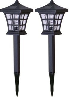 Star Trading Solarpoller-Set Nippon, 2 Stück, LED, Warmweiß, Dämmerungssensor, Außenbereich, 33 cm
