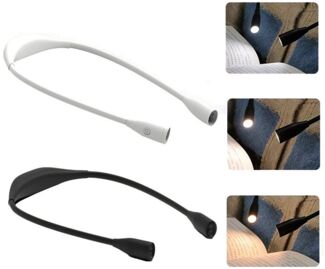 QUBEBU LED Leselampe Ergonomische Leselampe mit 1000mAh Akku Wiederaufladbar Nackenlampe, LED fest integriert, Wiederaufladbare Buchlampe 3 Farben Licht mit Stufenlosem Dimmen, 360° Flexibel Nackenleselampe für Nachtlesen ins Bett